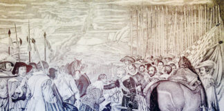 Il•lustracions de Velázquez fets amb bolígrafs a la Sala El Refugi